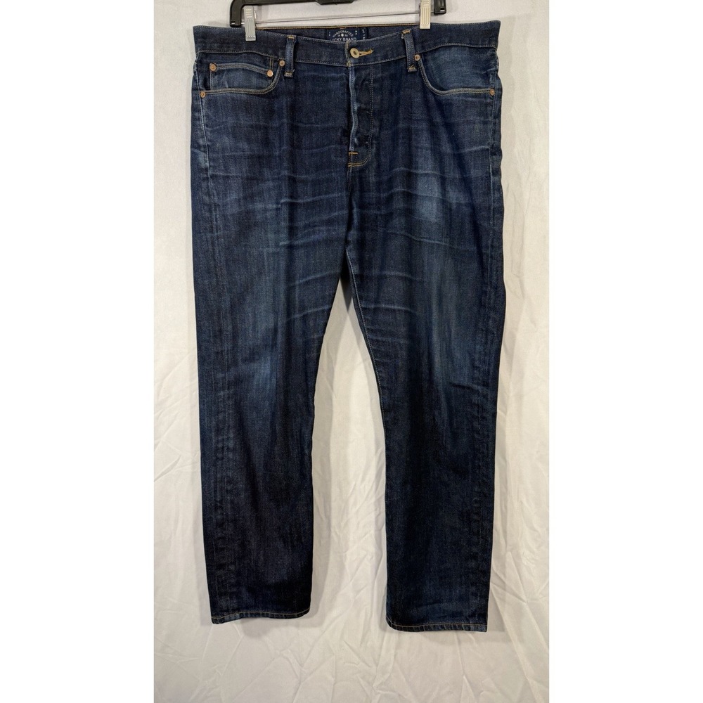 Lucky Brand 1 Authentic Skinny Jeans Men's Size 38x30 Button‎ Fly Dark Wash Blue